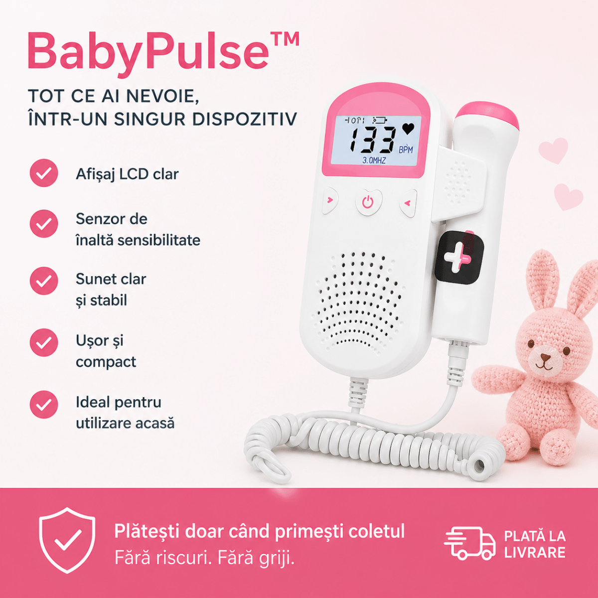 BabyPulse™ – Monitor Fetal pentru Acasă - Aura Store - Reduceri Online România, BabyPulse™ – Monitor Fetal pentru Acasă - Incaltaminte Online