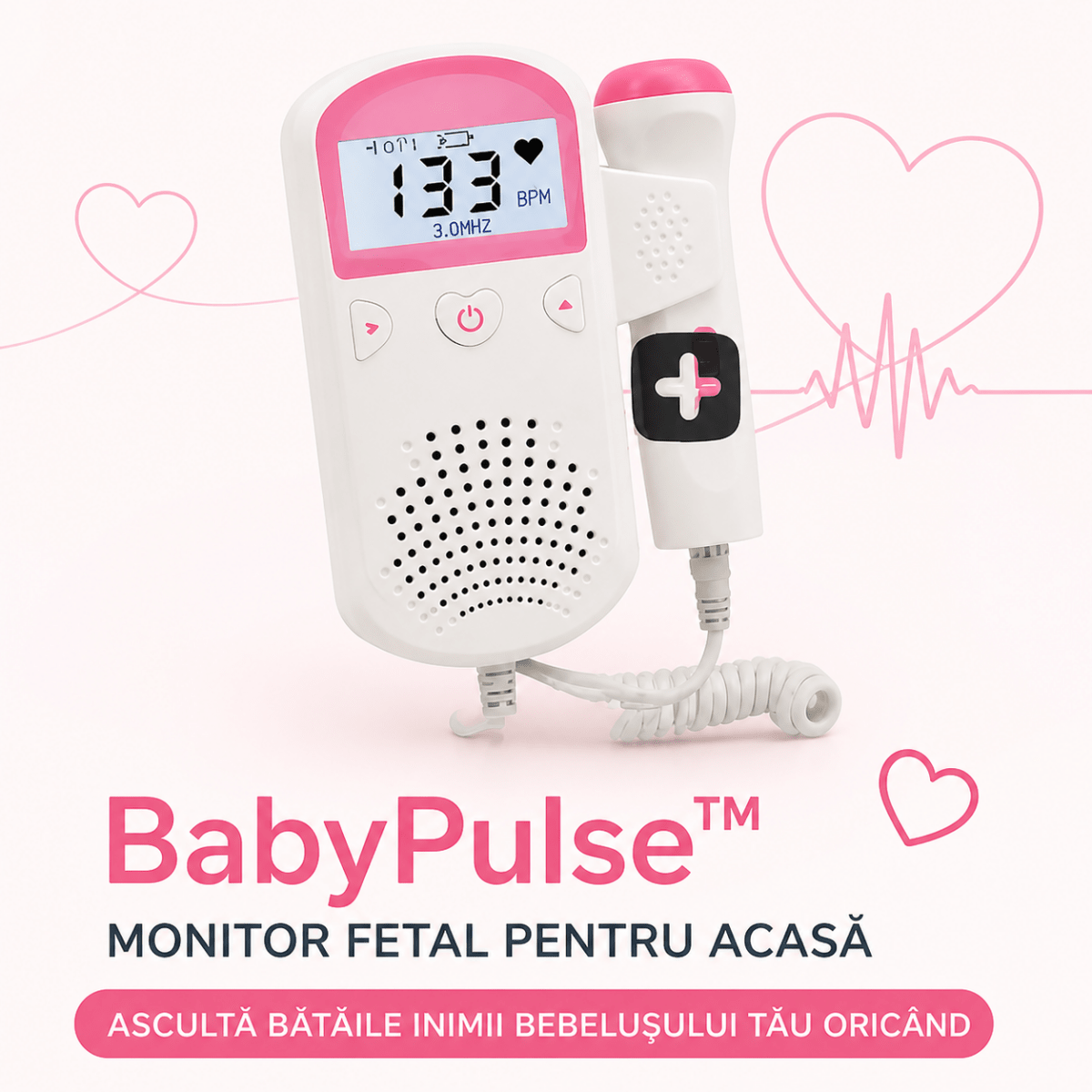 BabyPulse™ – Monitor Fetal pentru Acasă - Aura Store - Reduceri Online România, BabyPulse™ – Monitor Fetal pentru Acasă - Incaltaminte Online